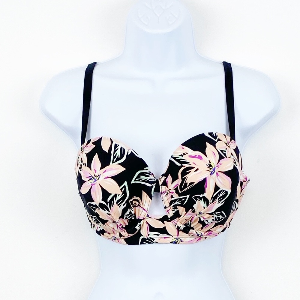Xhilaration Size D/DD Floral Print Swim Bikini Top Padded Push-up Cup‎
